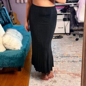 Vintage 90s black polka dot maxi skirt